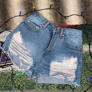 Ripped Jean Denim Shorts